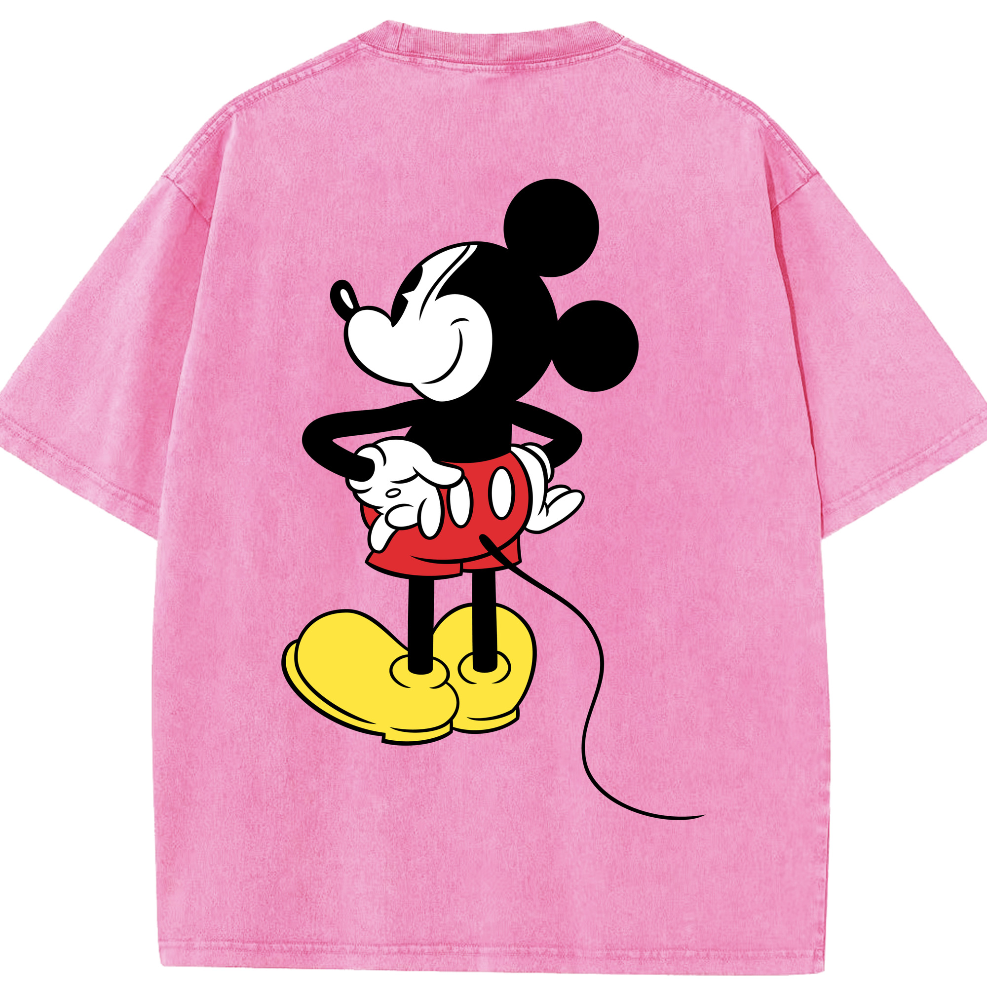 （画像用） ミッキーマウス Mickey Mouse 綿100% ヴィンテージ風 半袖Tシャツ（背面プリント）